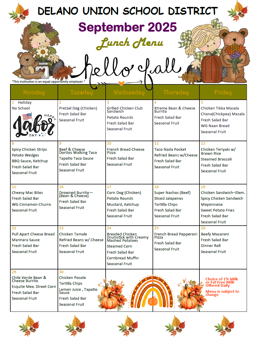  lunch menu